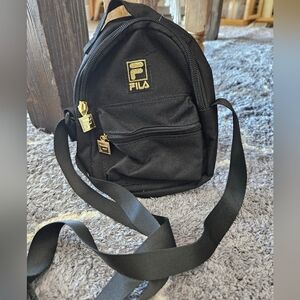 FILA Black Mini Crossbody Bag with Gold Hardware